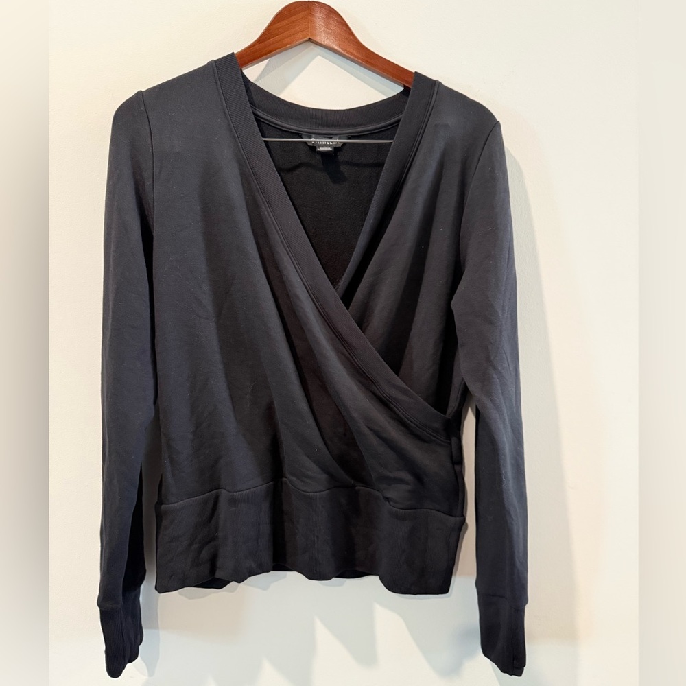 Athleta Black Wrap-Style Sweatshirt Size M